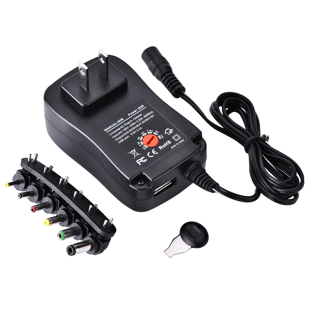 30W US Multi Voltage Universal AC DC Power Adapter 3V,4.5V,6V,7.5V,9V,12V