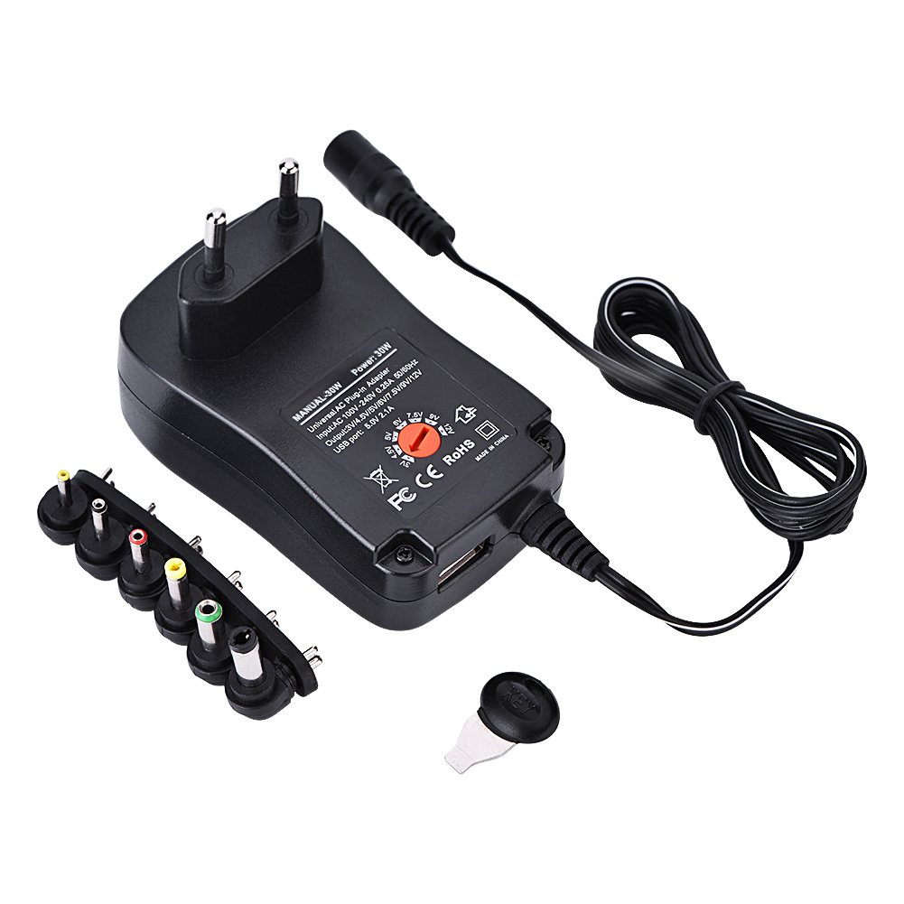 30W EU Multi Voltage Universal AC DC Power Adapter 3V,4.5V,6V,7.5V,9V,12V