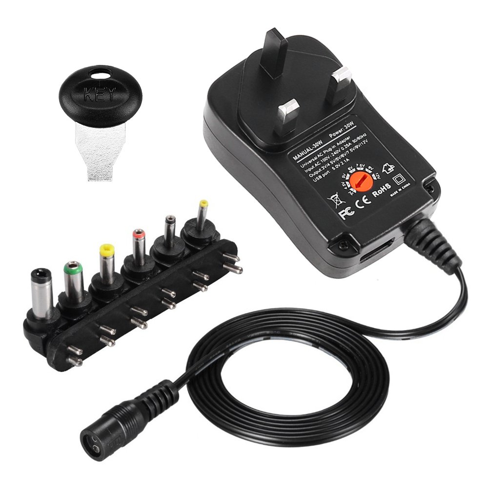 30W UK Multi Voltage Universal AC DC Power Adapter 3V,4.5V,6V,7.5V,9V,12V