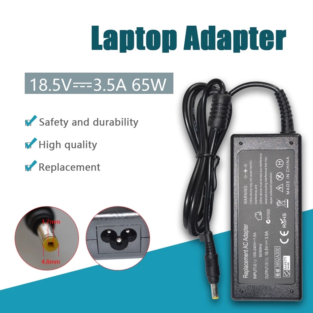 For HP 65W 18.5V 3.5A 4.8x1.7mm