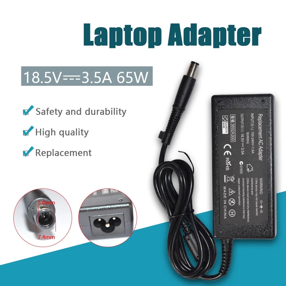For HP 65W 18.5V 3.5A 7.4x5.0mm