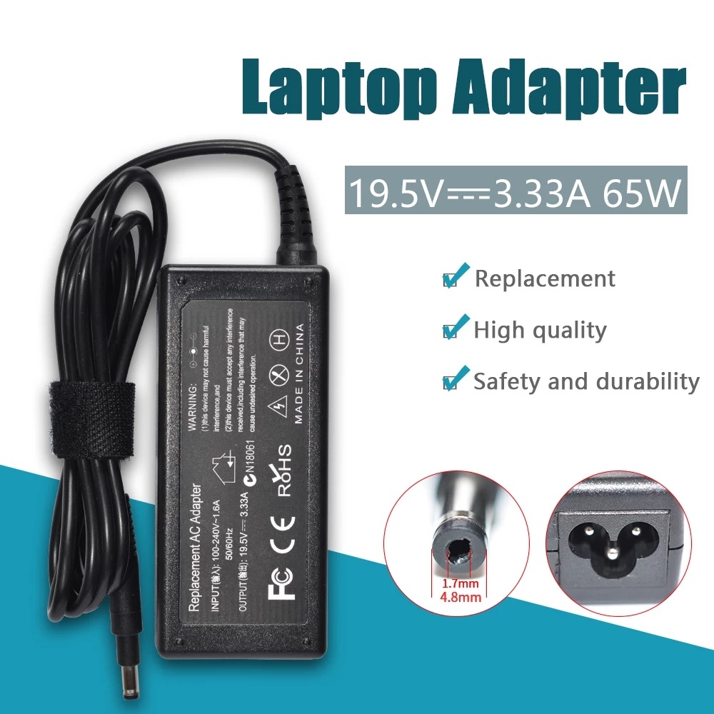 For HP 65W 19.5V 3.33A 4.8x1.7mm