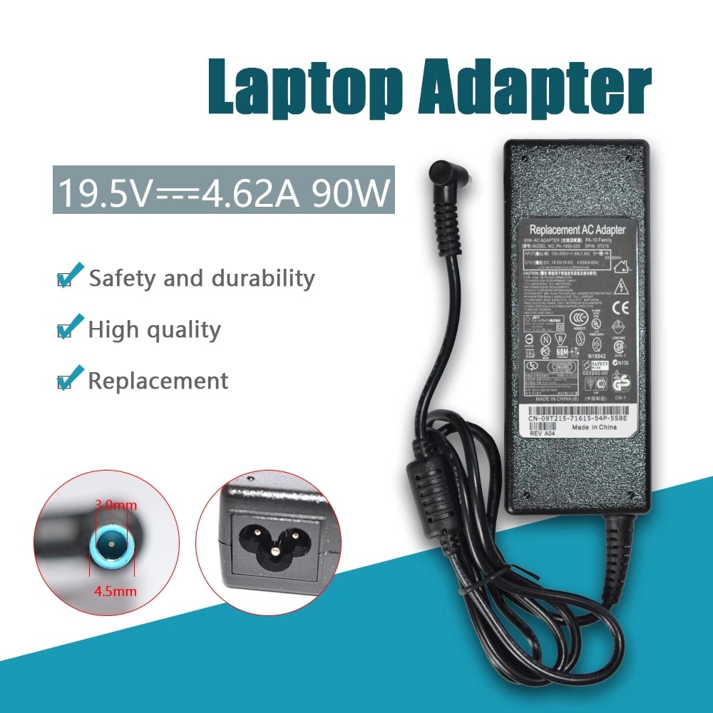 For HP 90W 19.5V 4.62A 4.5x3.0mm