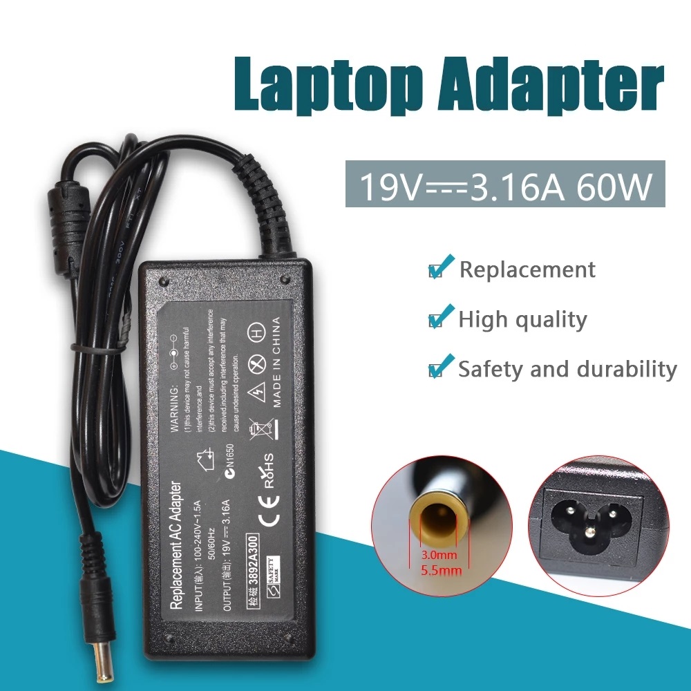 For Samsung 60W 19V 3.16A 5.5x3.0mm