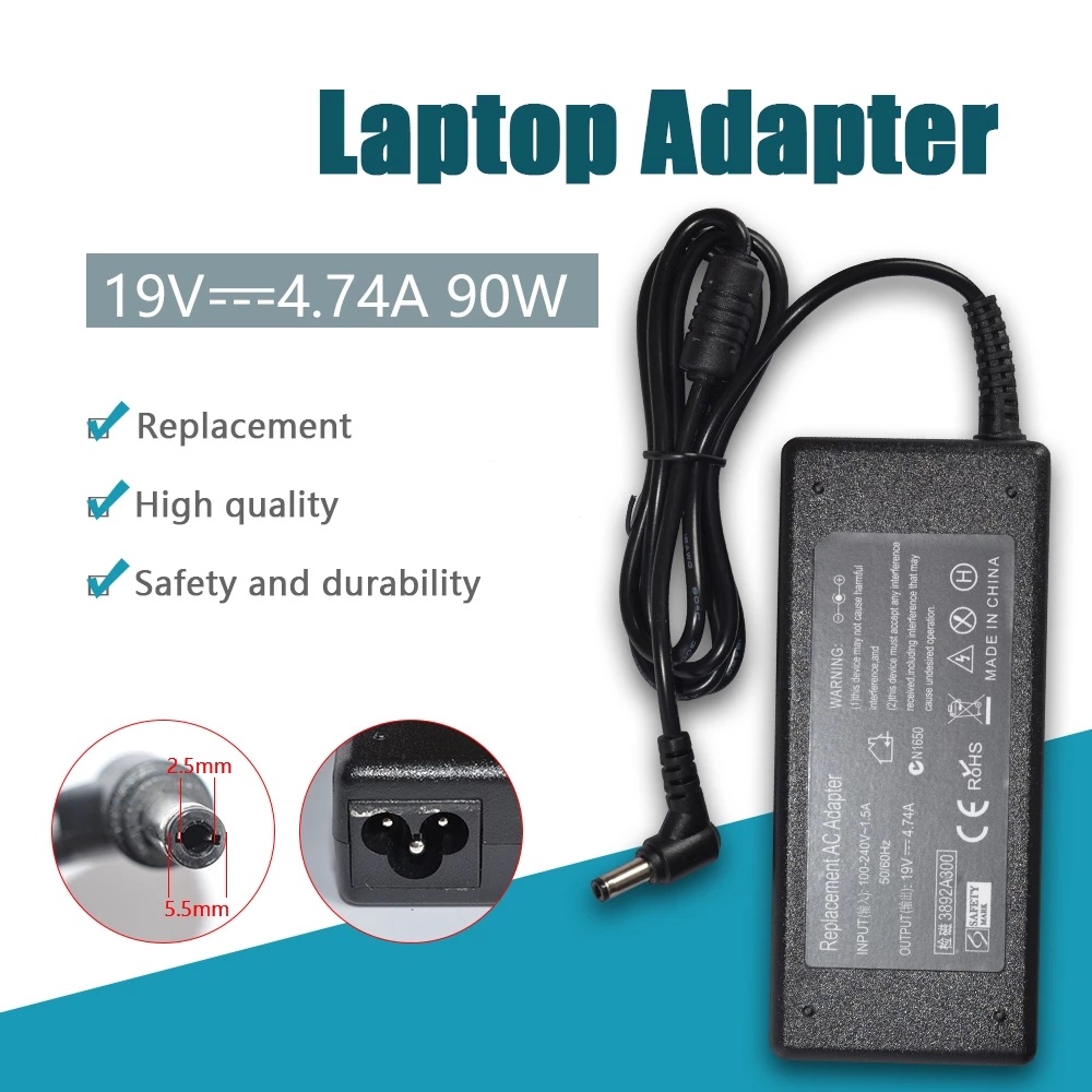 For Toshiba 90W 19V 4.74A 5.5x2.5mm