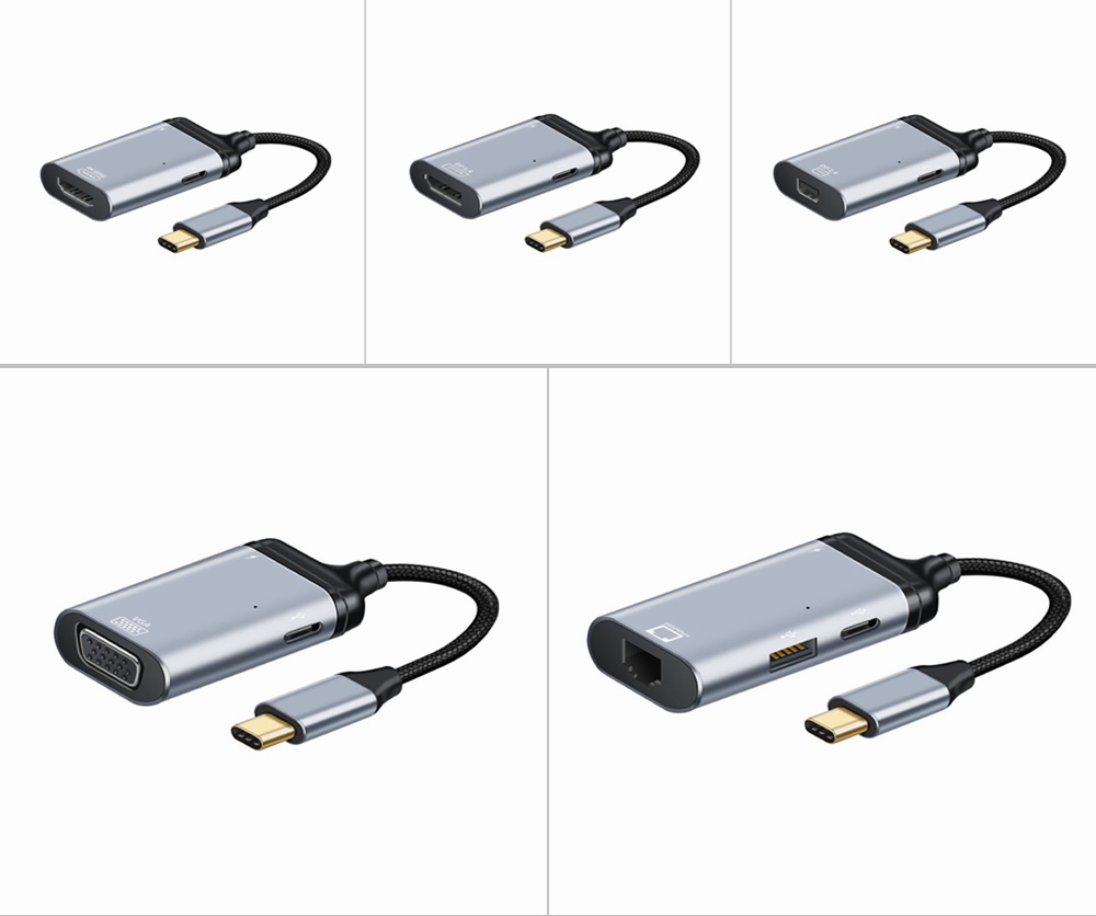 Type-C to HDMI DP mDP RJ45 VGA Converter Cables