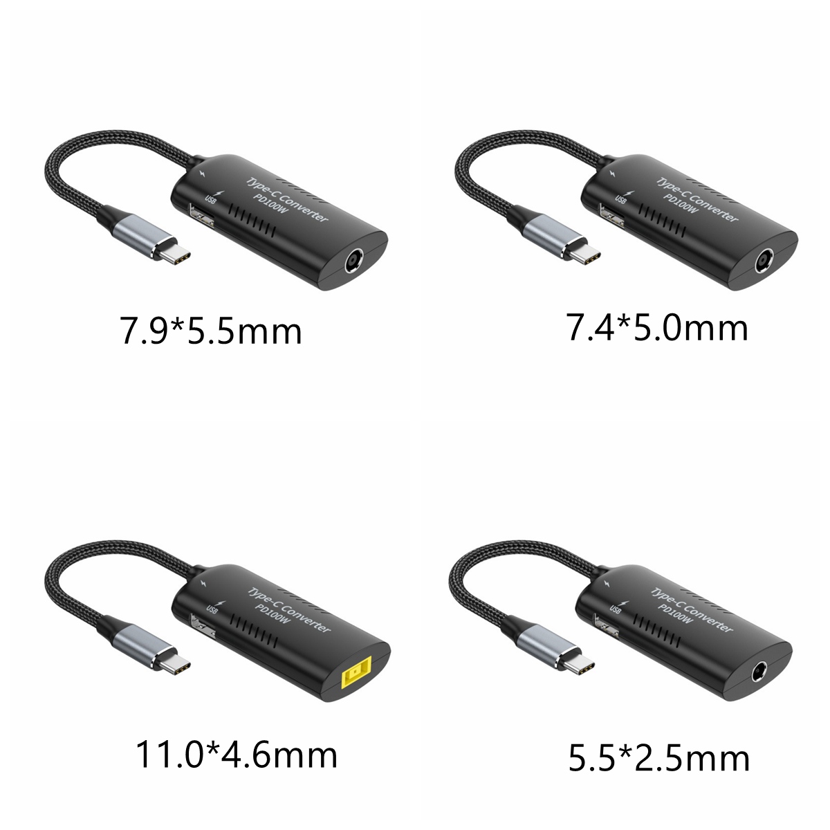 Laptop Adapter to Type-C PD Adapter Converter 100W with USB-C 15W + USB-A 12W