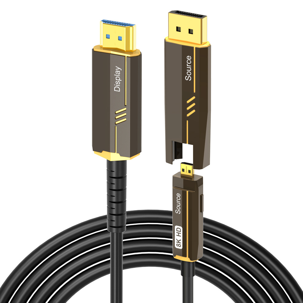 DP to HDMI 2.1 Fiber Optical Cable 2-in-1
